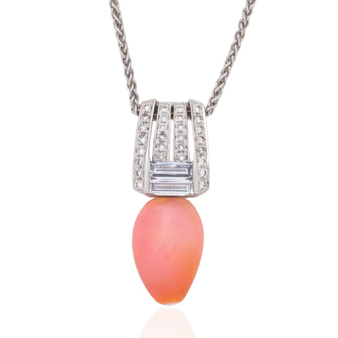 Vintage Conch Pearl & Diamond Necklace
