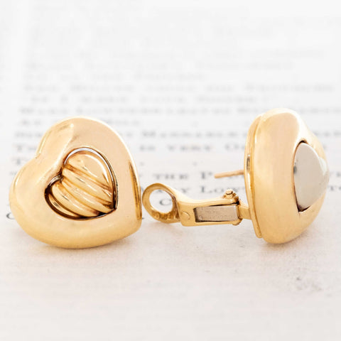 Vintage Boucheron convertible puffed heart earrings in 18kt yellow and white gold – alternate view 6