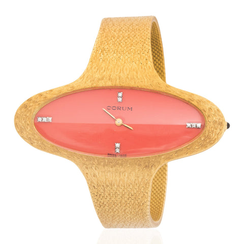 Vintage Coral & Diamond Watch, by Corum
