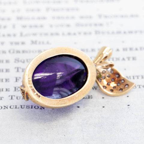 Vintage Diamond & Amethyst Plum Pendant, English