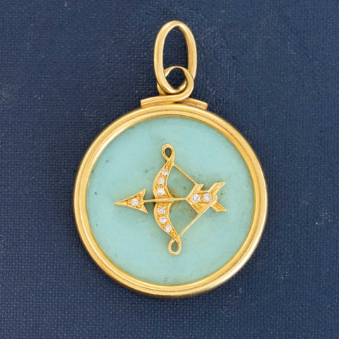 Vintage Diamond Bow & Arrow Turquoise Pendant