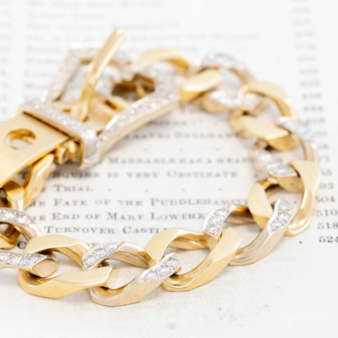 1.80ctw Vintage Diamond Buckle Curb Link Bracelet