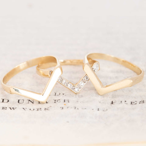 Vintage Diamond Chevron Stacker Bands