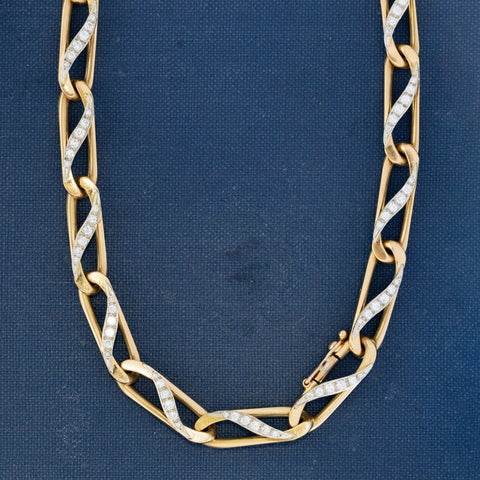 Vintage Bvlgari pave diamond convertible necklace and bracelets in 18kt yellow gold