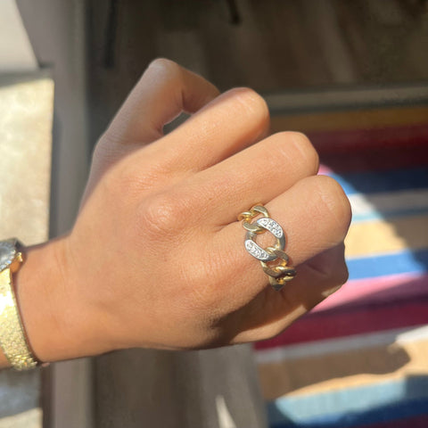 Vintage Diamond Curb Link Chain Ring, by Cartier