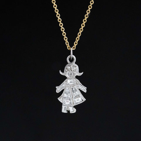 Vintage Diamond Dutch Doll Charm