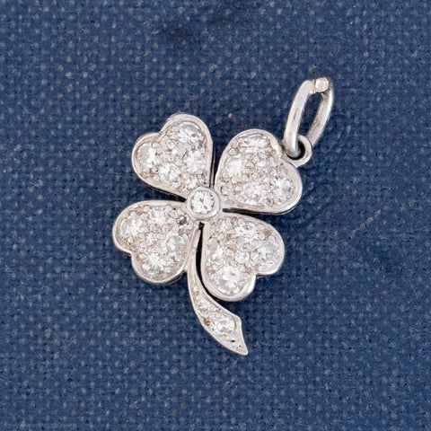 Vintage Diamond Four Leaf Clover Charm