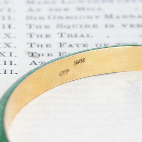 Vintage Diamond Green Enamel Bangle, Italian