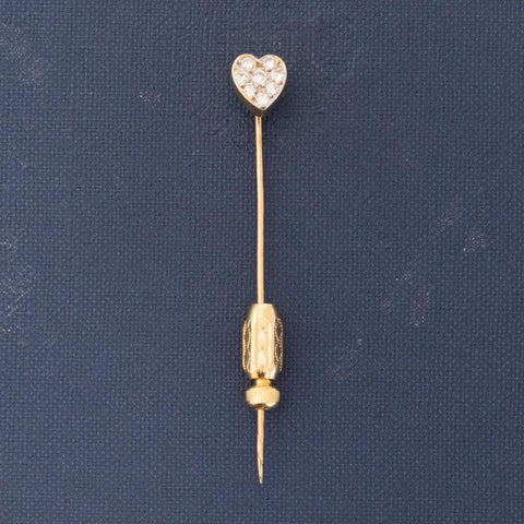 Vintage Diamond Heart Cluster Stick Pin