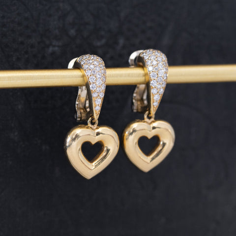 Vintage Diamond Heart Drop Earrings by Chaumet