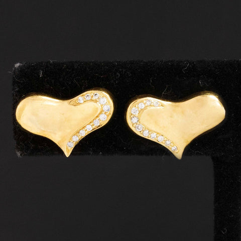 Vintage Diamond Heart Stud Earrings by Angela Cummings