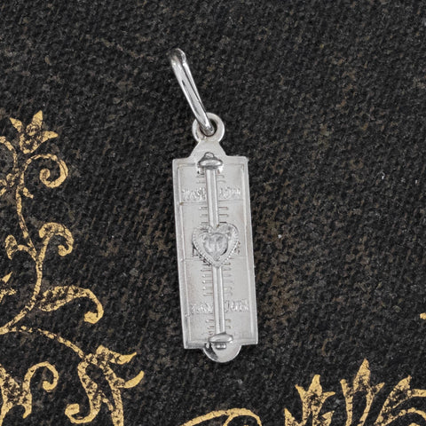 Vintage Diamond Heart Thermometer Charm