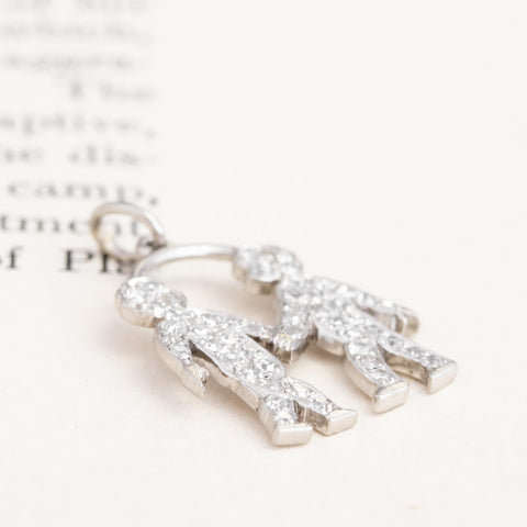 Vintage Diamond Holding Hands Charm
