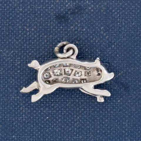 Vintage Diamond Jumping Pig Charm