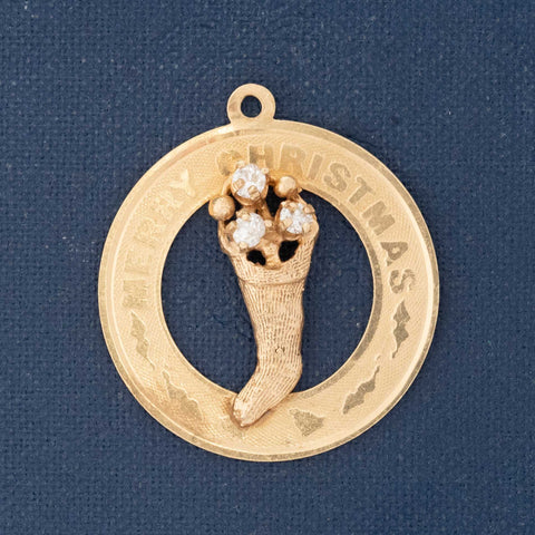Vintage Diamond Merry Christmas Pendant