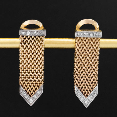 Vintage Diamond Mesh Tassel Drop Earrings