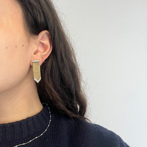 Vintage Diamond Mesh Tassel Drop Earrings