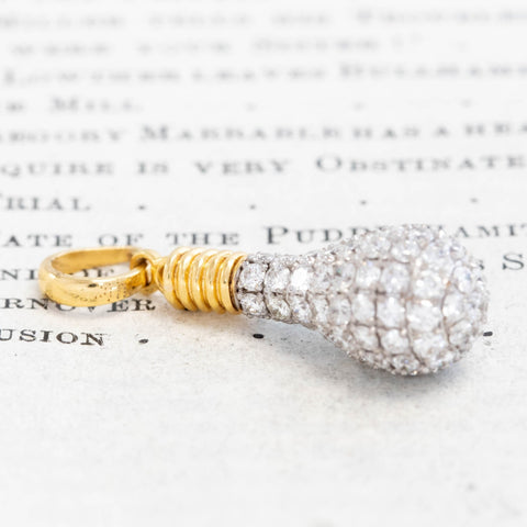 2.20ctw Vintage Diamond Pave Light Bulb Pendant/Charm