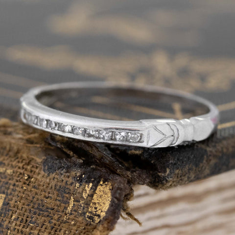 Vintage petite channel set diamond wedding band in platinum – alternate view 5