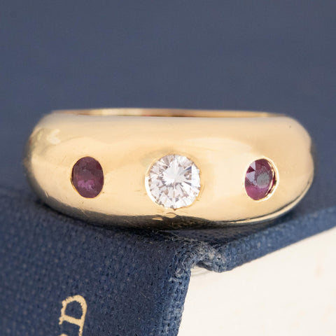 Vintage Diamond & Ruby Trilogy Dome Band by Cartier