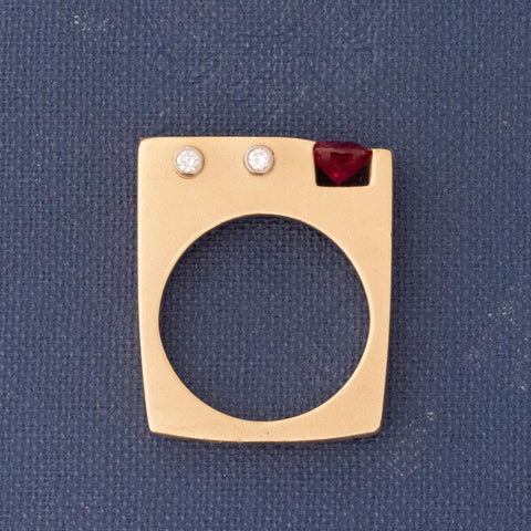 Vintage Diamond & Ruby Mod Ring Circa 70s