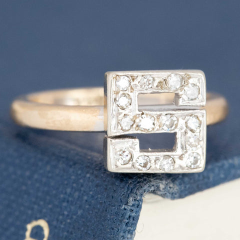 Vintage Diamond S Letter Pinky Ring