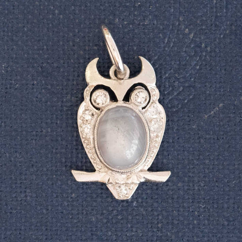 Vintage Diamond & Sapphire Owl Charm