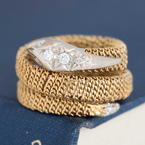 Vintage Diamond Serpent Wrap Ring