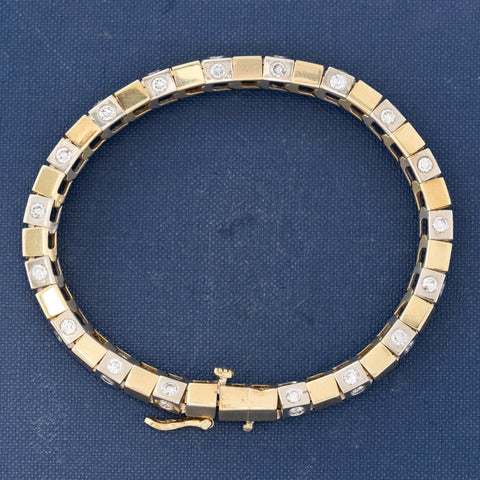 2.20ctw Vintage Diamond Two-Tone Block Bracelet