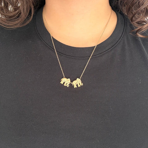 Vintage Double Elephant Necklace