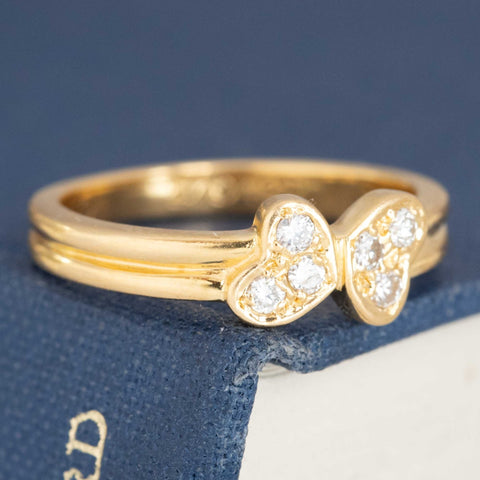 Vintage Double Heart Diamond Ring, by Cartier