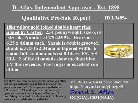 Vintage Double Heart Diamond Ring, by Cartier