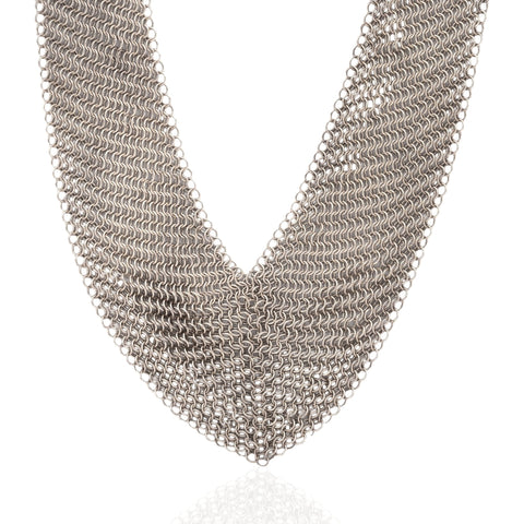 Vintage Elsa Peretti for Tiffany & Co. sterling silver mesh bib necklace