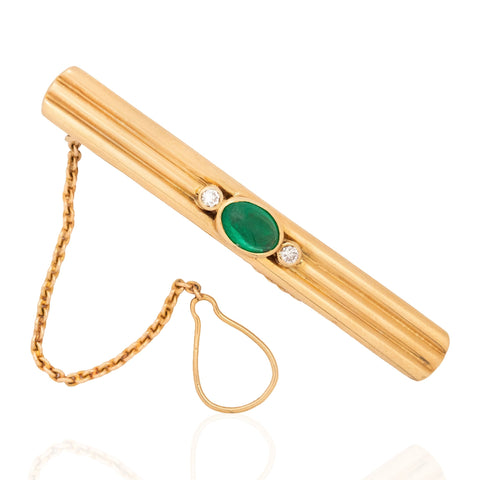 Vintage Emerald & Diamond Tie Clip, by Cariter