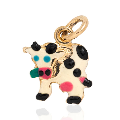 Vintage Enamel Cow Charm