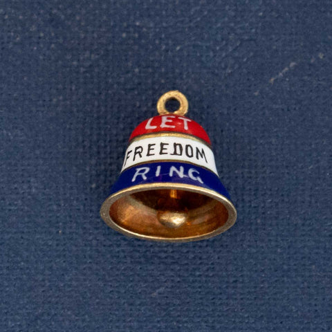 Vintage Enamel "Let Freedom Ring" Bell Charm