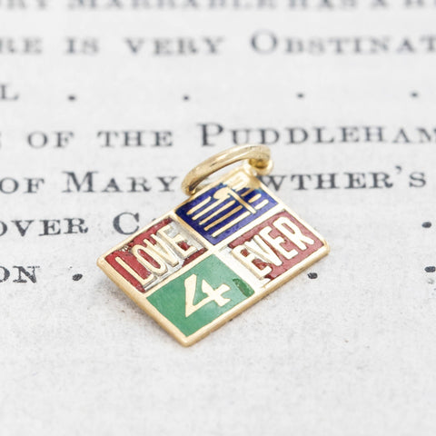 Vintage Enamel Love 4 Ever Charm