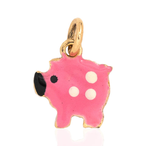 Vintage Enamel Pig Charm