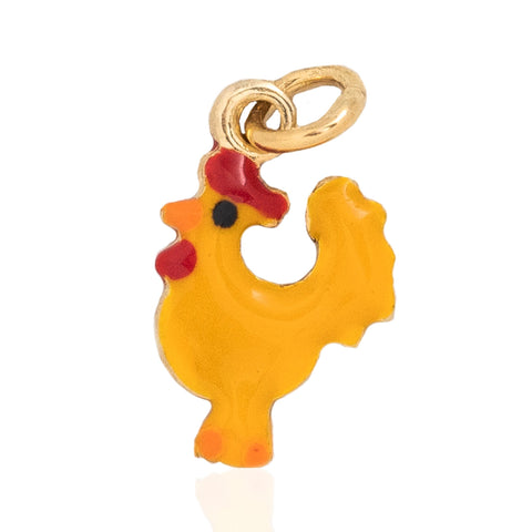 Vintage Enamel Rooster Charm