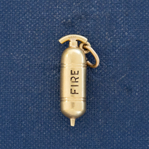 Vintage fire extinguisher charm in 14kt yellow gold – alternate view 2