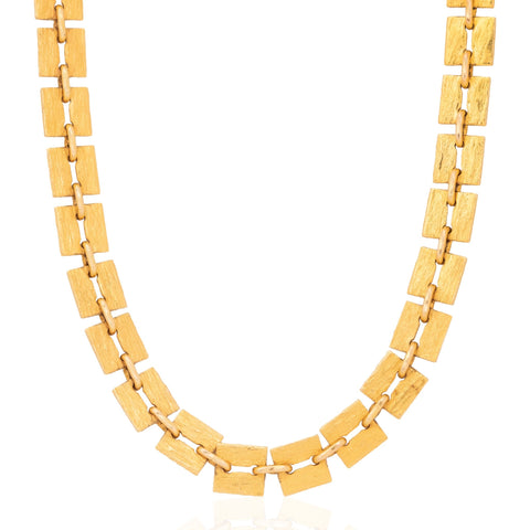 Vintage Flat Square Link Chain Necklace