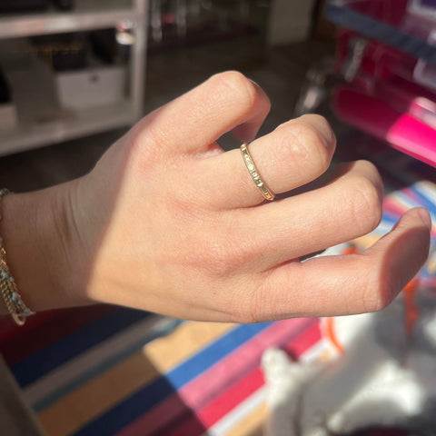 Vintage Floral Etched Yellow Gold Wedding Band