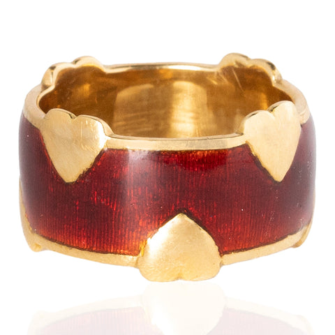 Vintage Heart Enamel Wide Band, by Schlumberger for Tiffany & Co.