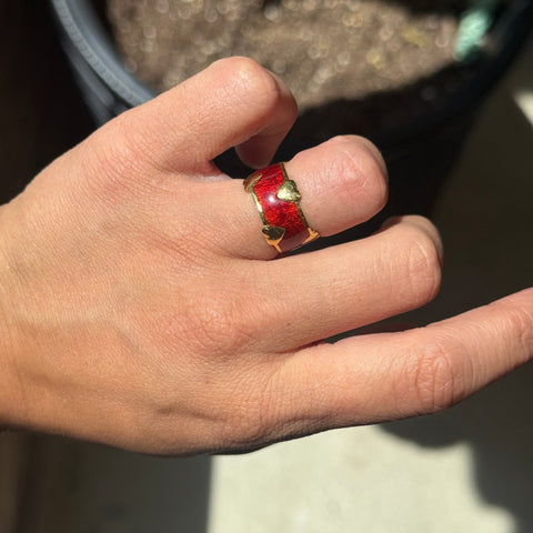 Vintage Heart Enamel Wide Band, by Schlumberger for Tiffany & Co.