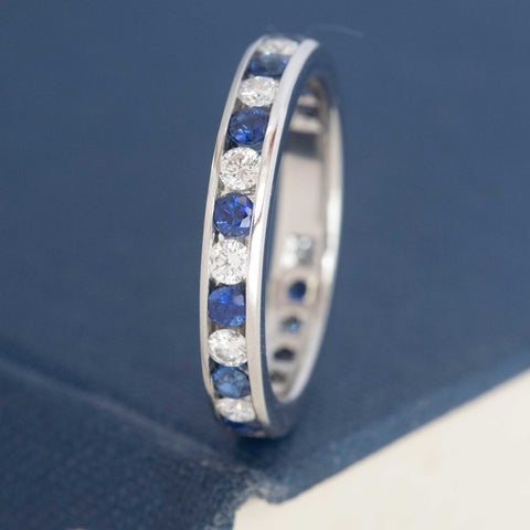 1.13ctw Vintage "Legacy" Round Cut Diamond & Sapphire Eternity Band, by Tiffany & Co.