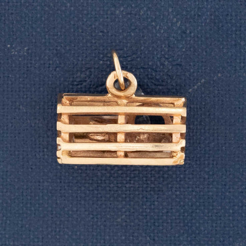 Vintage Lobster Cage Gold Charm