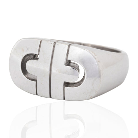 Vintage Bvlgari Parentesi signet ring in 18kt white gold