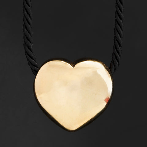 Vintage Puffy Heart Cord Necklace