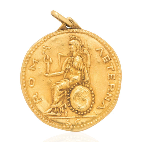 Vintage Roman Sestertius Coin Pendant, Italian