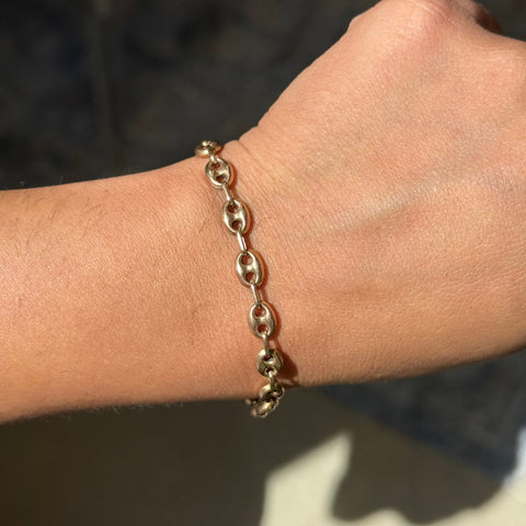Vintage Rose Gold Mariner Link Chain Bracelet, Italian